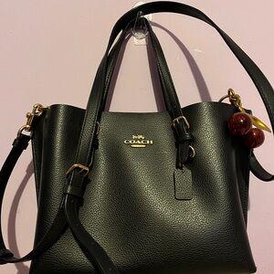 Coach Black Pebbled Leather Shoulder Tote with Gold Hardware